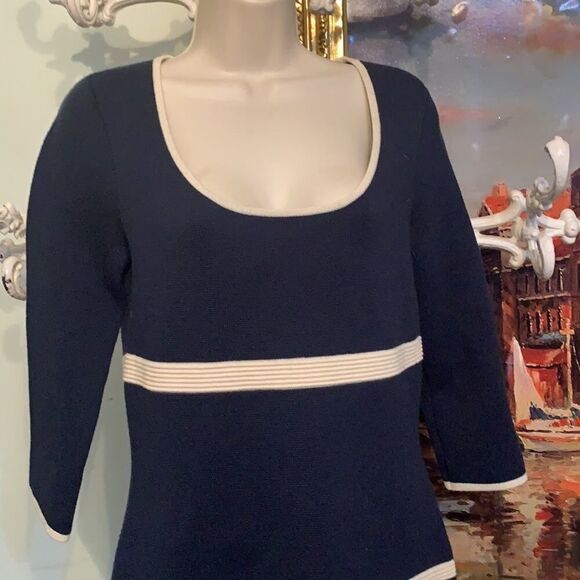 KATE SPADE NEWYORK CATHIE BLUE & CREAM SWEATER DRESS SIZE S - Picture 3 of 5